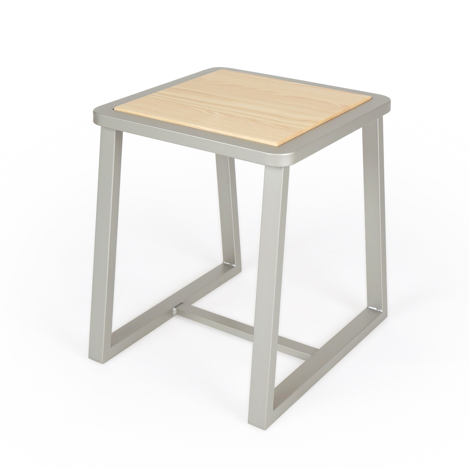 岐阜鉄の匠【国産】椅子 スツール 四角 完成品 プラチナメタリック 高さ41.5×幅36×奥行40